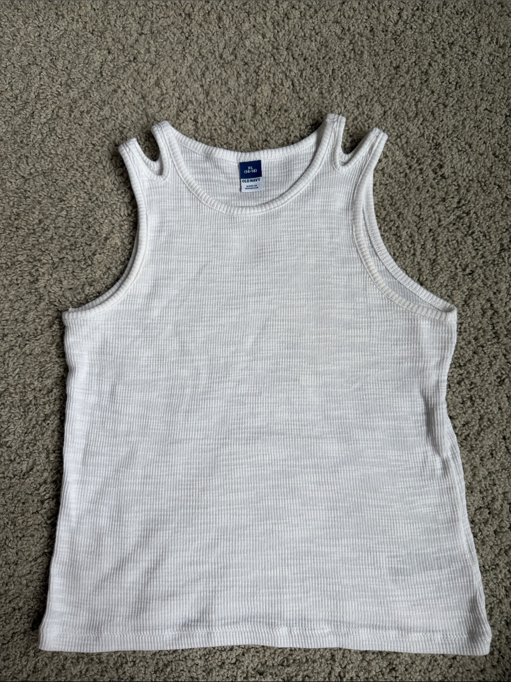 Old Navy White Ribbed Kids Tank Top